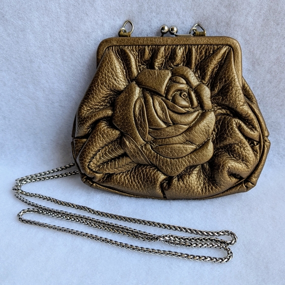 Brighton Gold with Rose Design Crossbody/Clutch - Picture 1 of 12